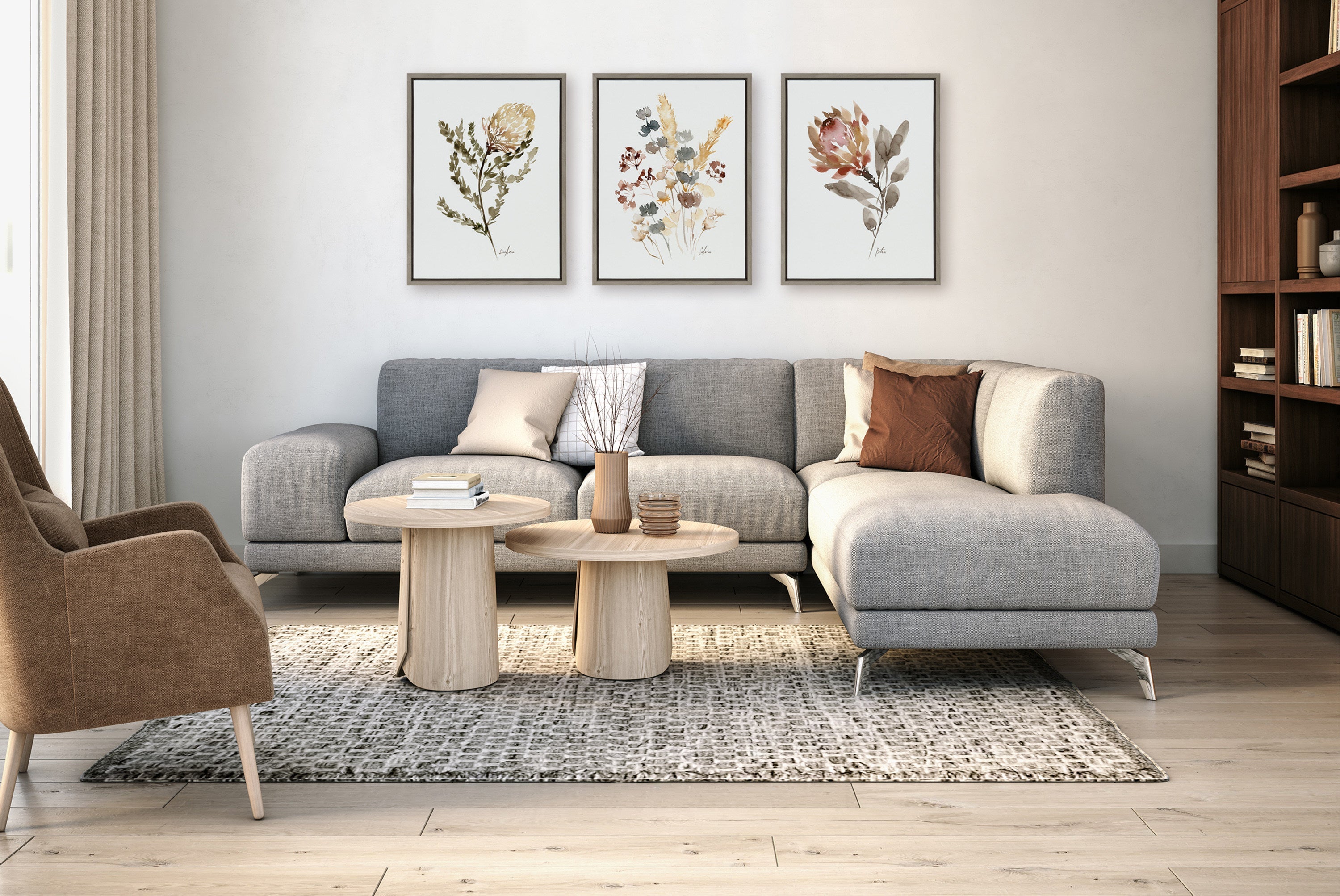 Sylvie Wild Banksia Wild Salvia and Wild King Protea Framed Canvas by Sara Berrenson