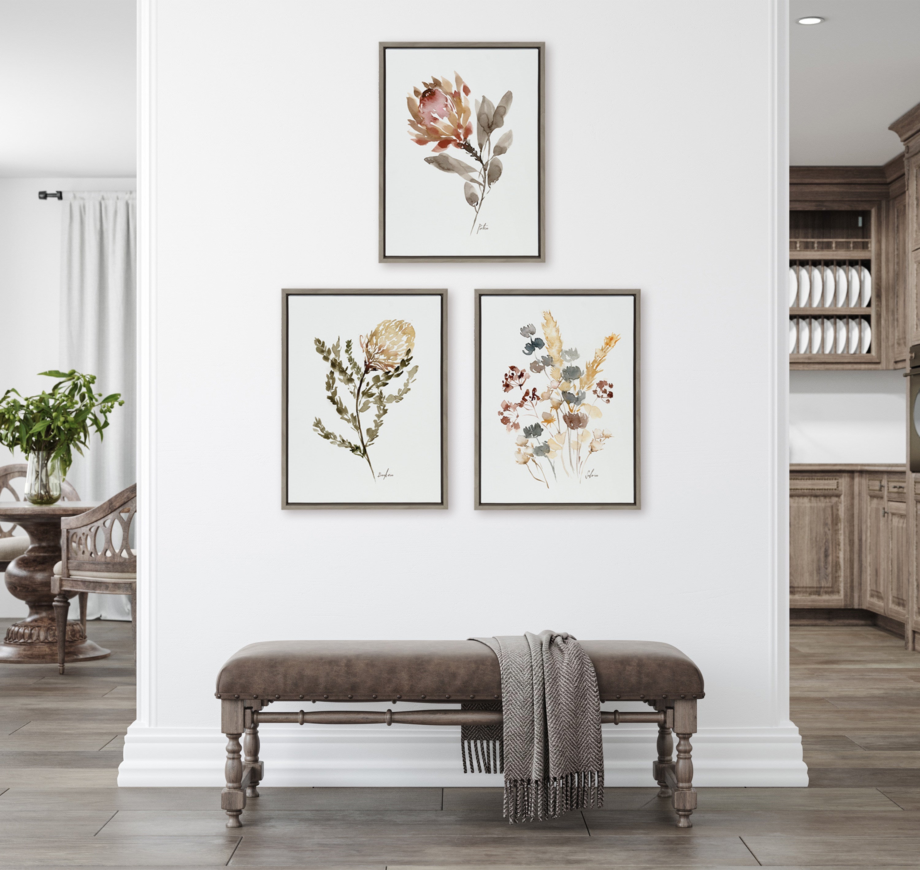 Sylvie Wild Banksia Wild Salvia and Wild King Protea Framed Canvas by Sara Berrenson