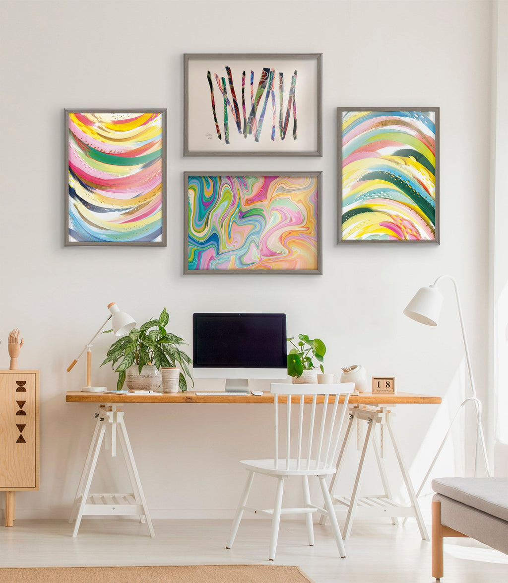 Blake Abstract Sticks 5 Framed Printed Glass by Jessi Raulet of Ettavee