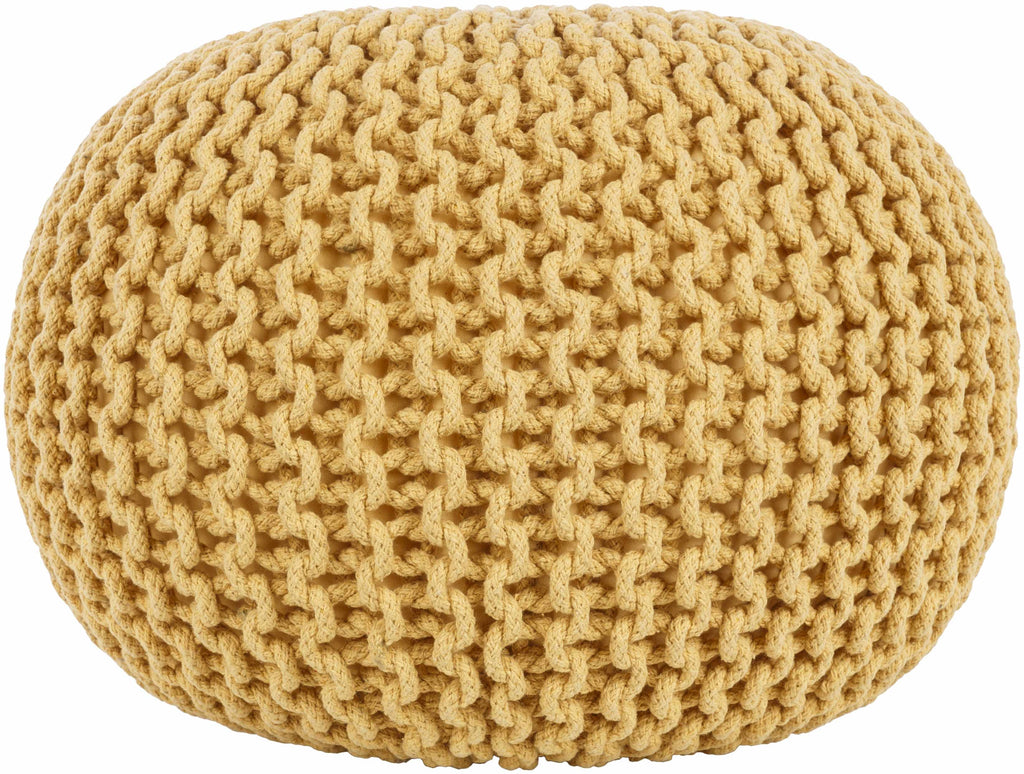 Yablanitsa Mustard Knitted Cotton Pouf