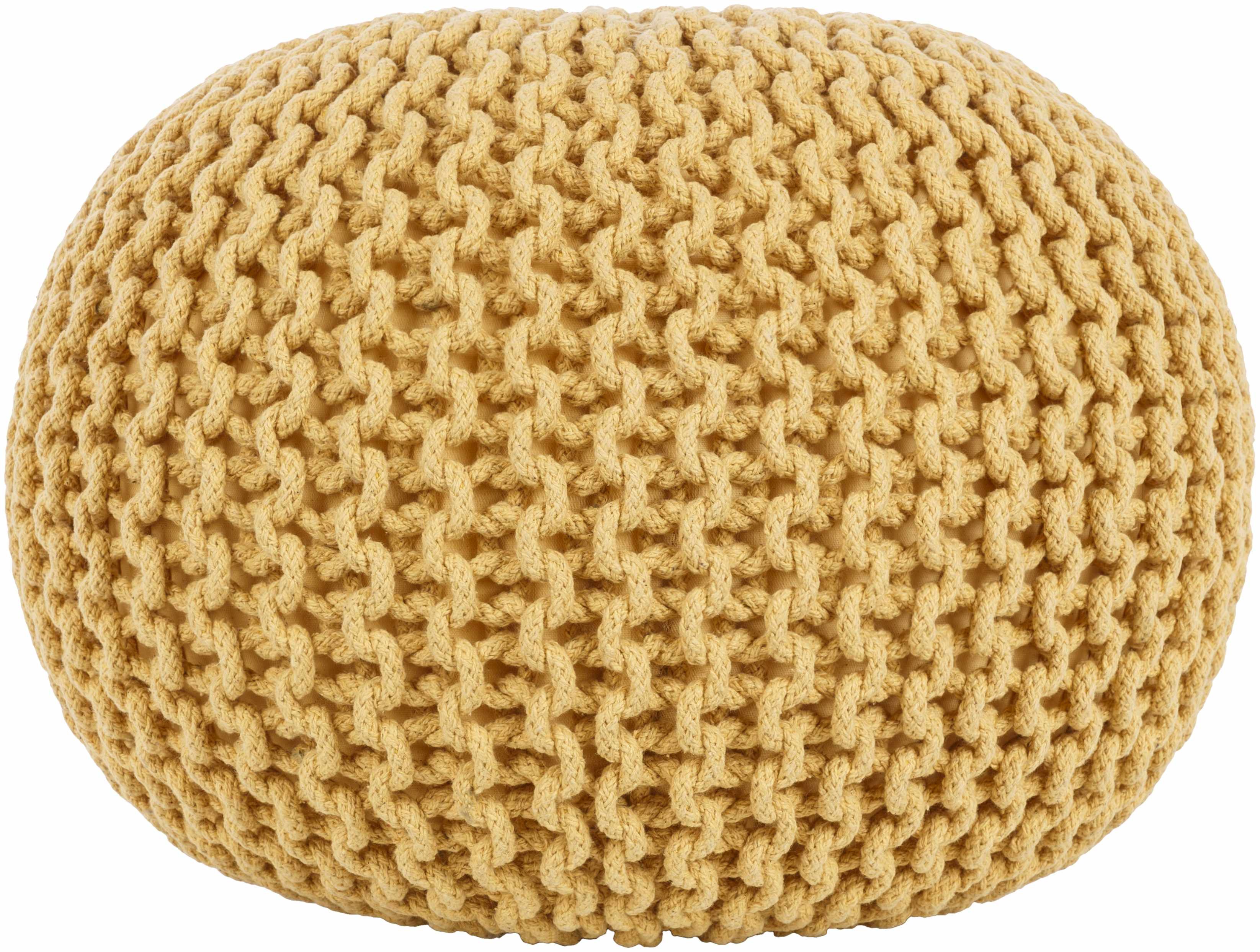 Yablanitsa Mustard Knitted Cotton Pouf