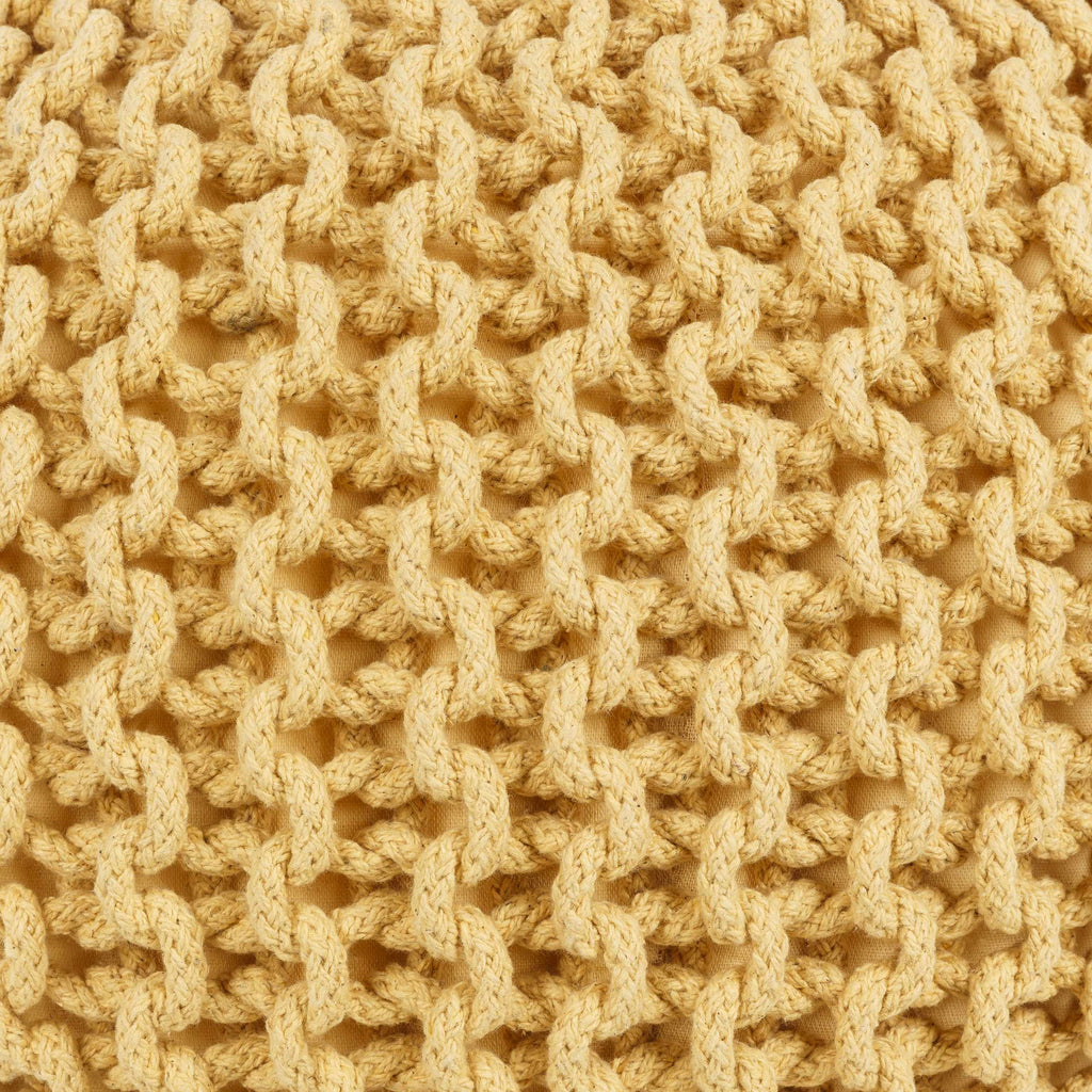 Yablanitsa Mustard Knitted Cotton Pouf