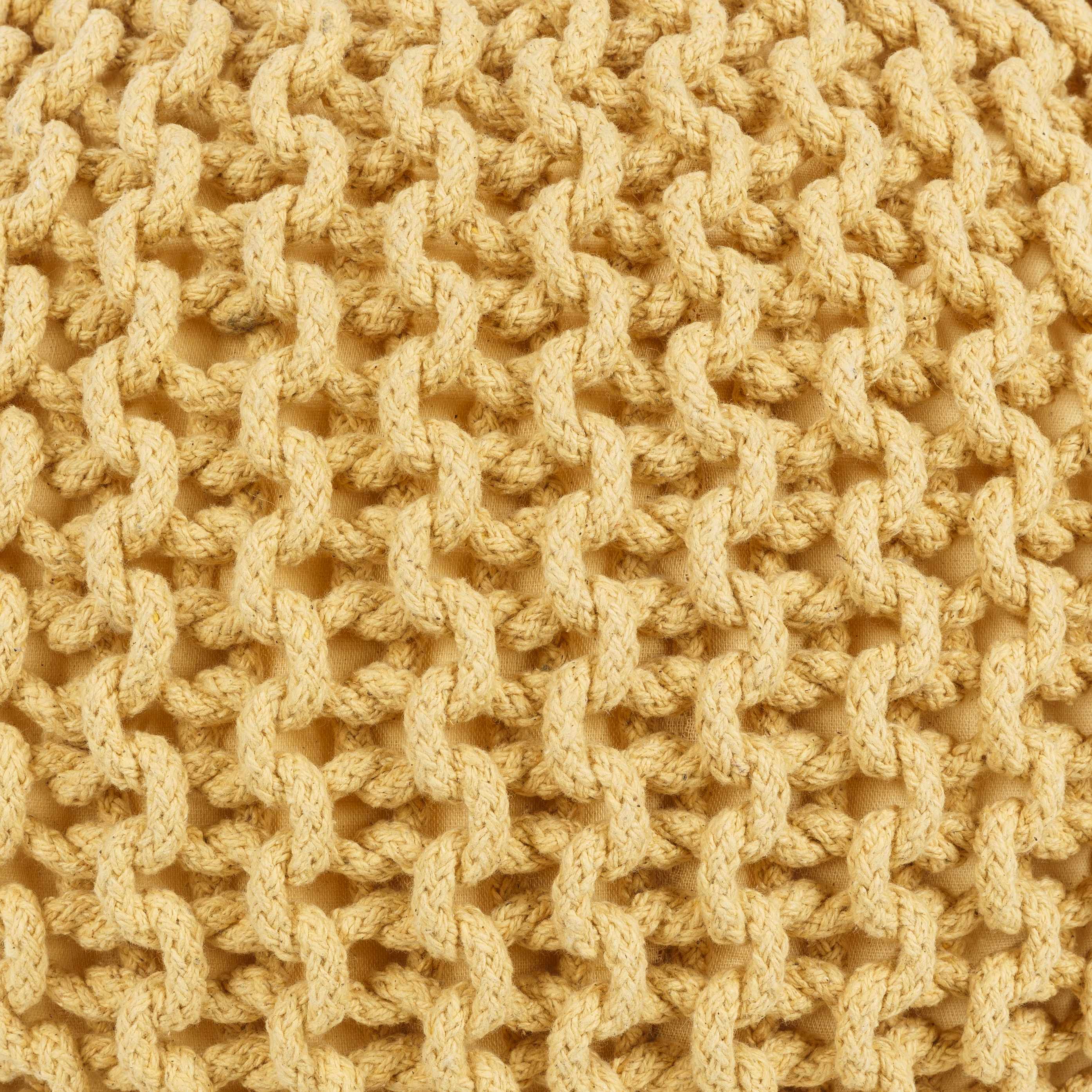 Yablanitsa Mustard Knitted Cotton Pouf