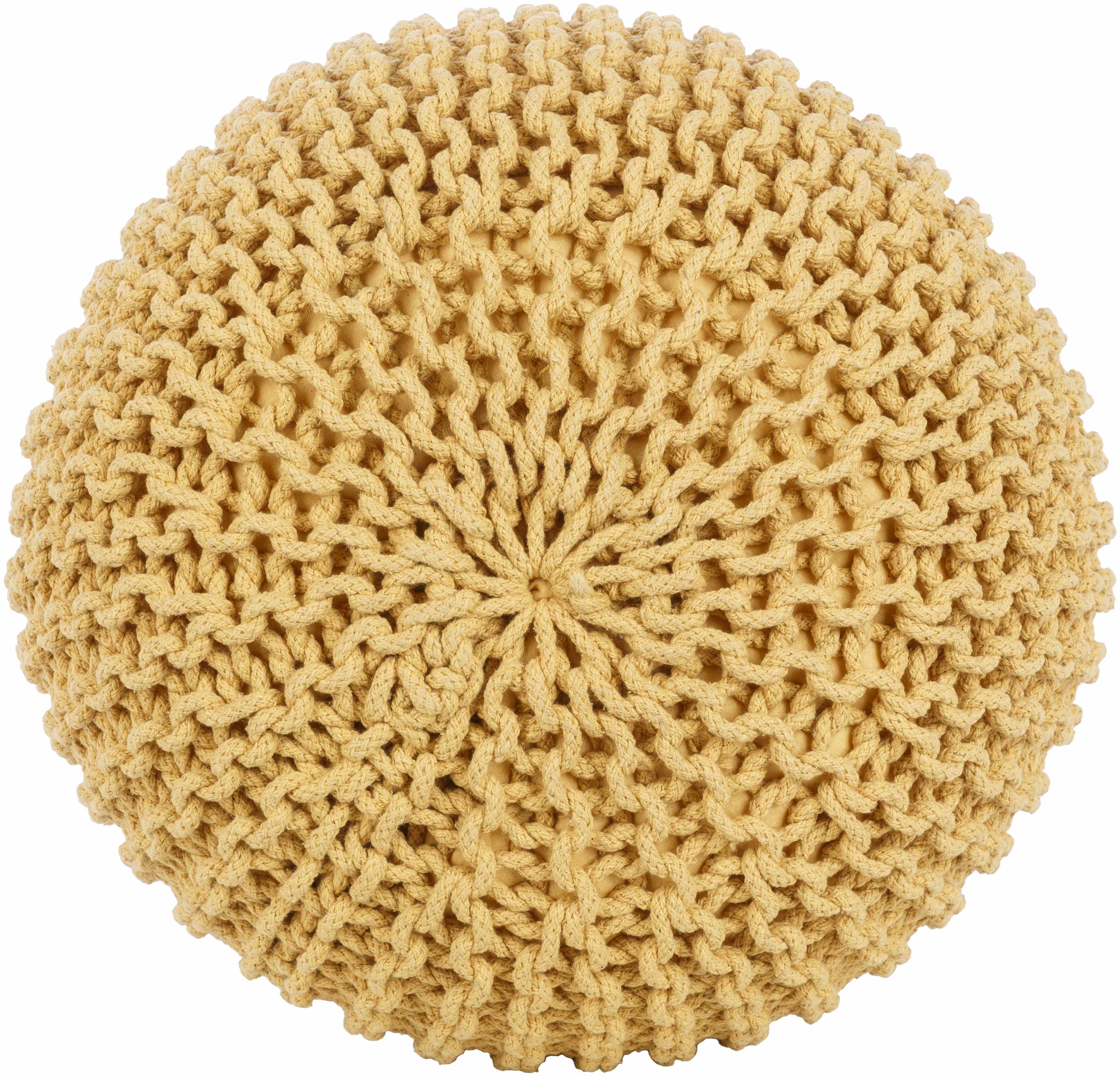 Yablanitsa Mustard Knitted Cotton Pouf
