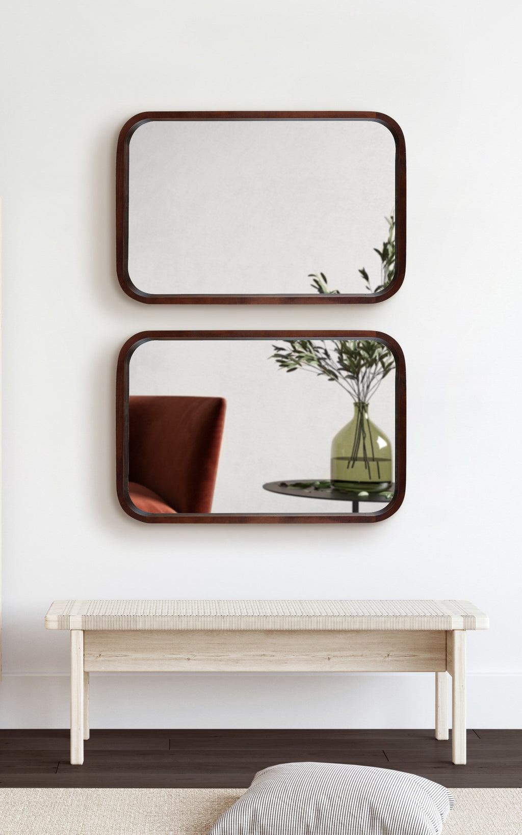 Hutton Wood Framed Radius Rectangle Mirror