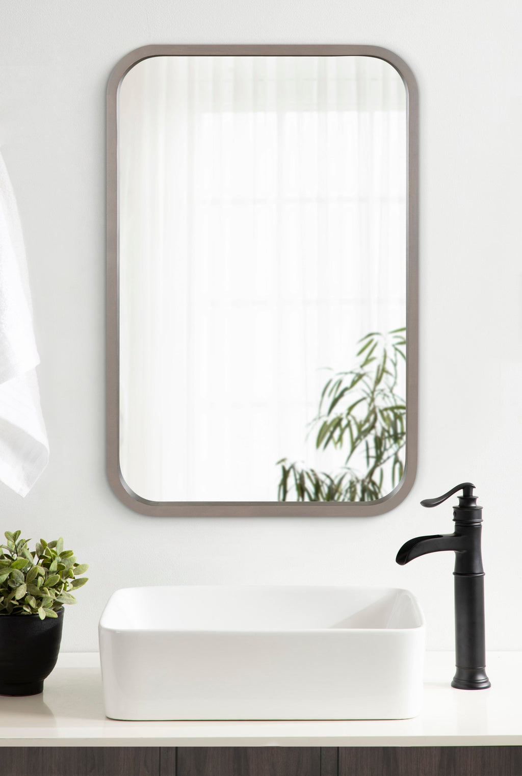 Hutton Wood Framed Radius Rectangle Mirror