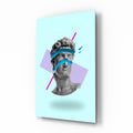 Vaporwave David Blindfold Glass Wall Art