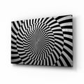 Black and White Optical Spiral Art Glass Wall Art
