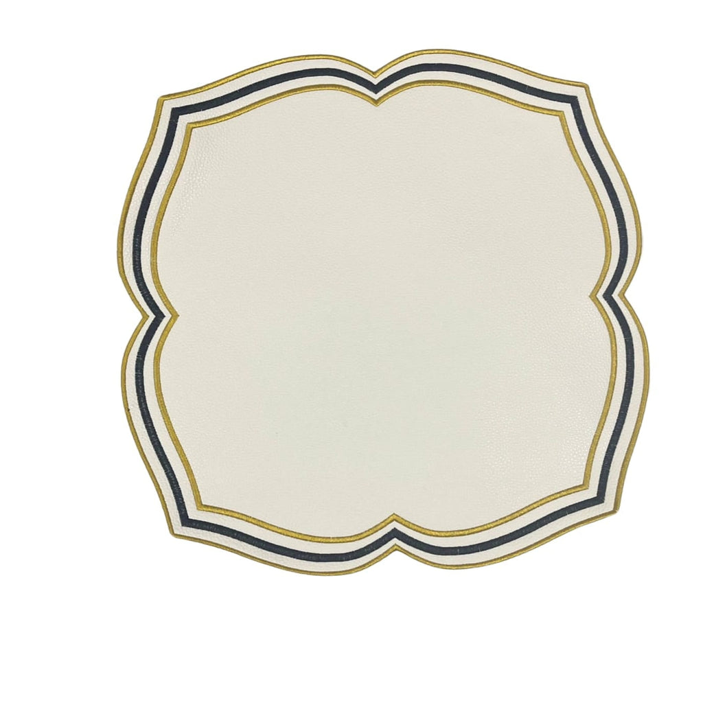 ZEAL WHITE BLACK & GOLD FAUX LEATHER PLACEMAT (Set Of 4)