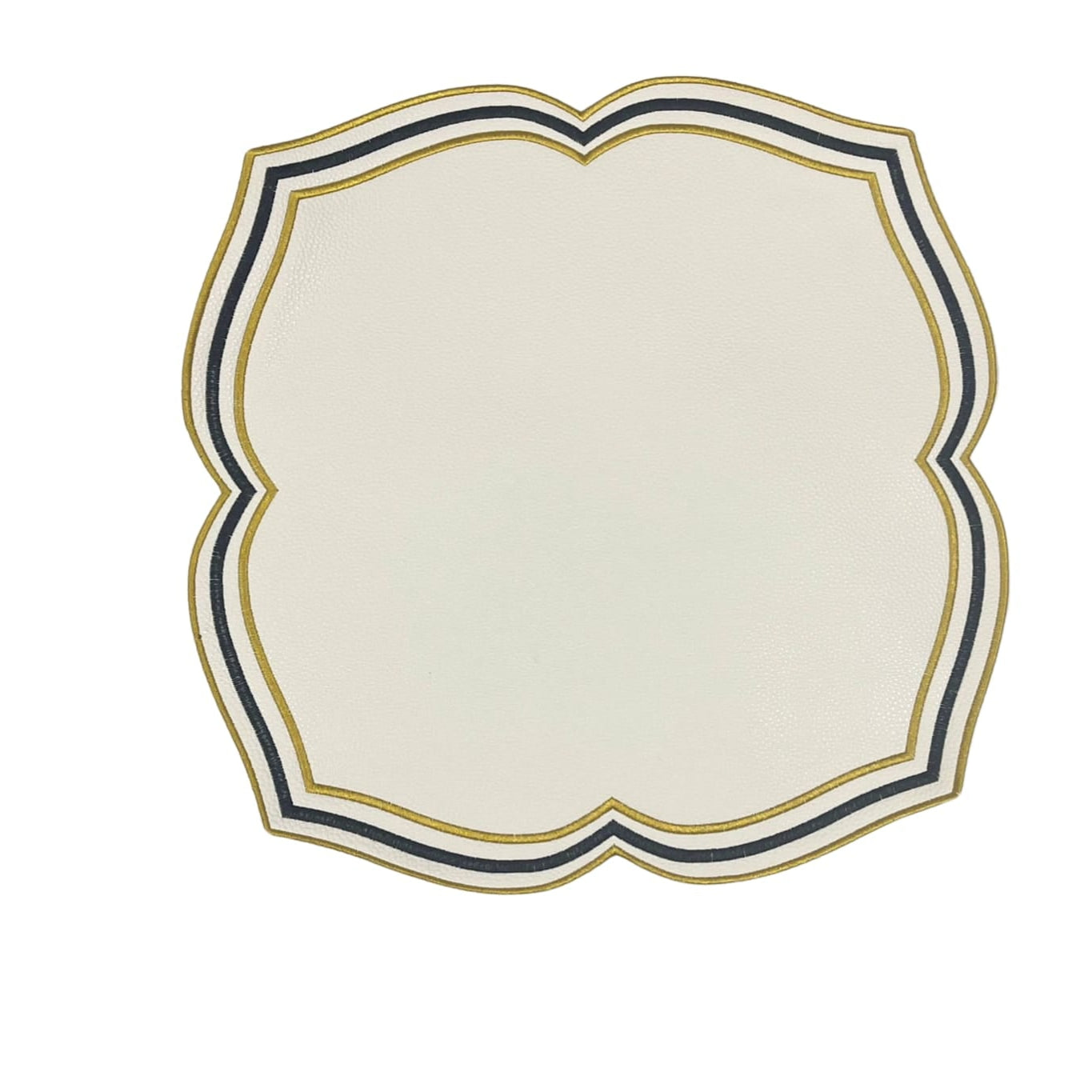 ZEAL WHITE BLACK & GOLD FAUX LEATHER PLACEMAT (Set Of 4)