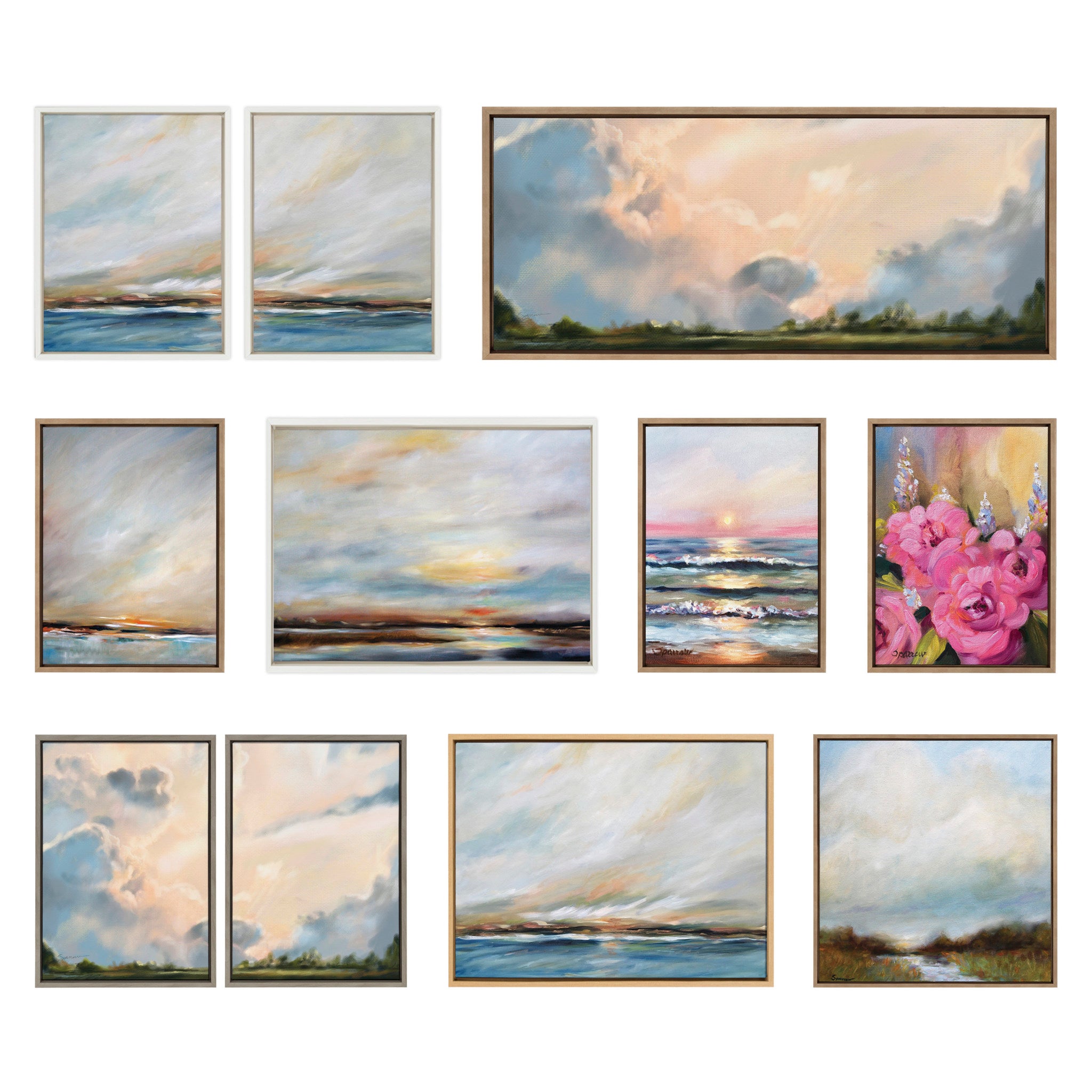 Sylvie Shades of Olive 1 and 2 Framed Canvas Art Set by Mary Sparrow