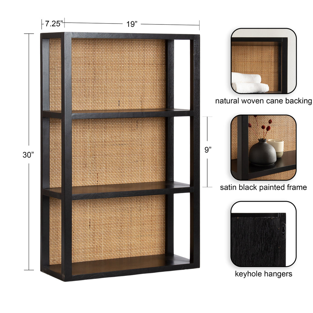 Ori Rattan/Wood Wall Shelf